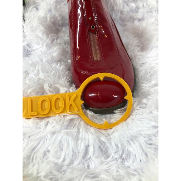 Cole Haan Nike Air Luna waterproof patent leather slip-on shoes zip Front 9B Red - Picture 5 of 10